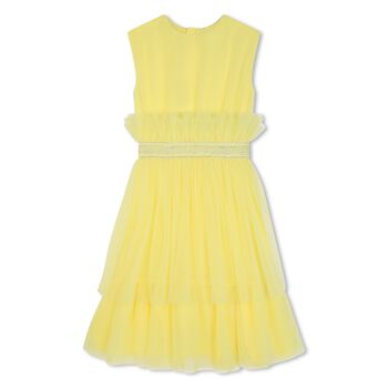 Girls Yellow Pleated Tulle Dress