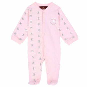 Girls Pink Logo Babygrow