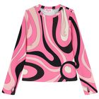 Girls Pink Vortice Logo Long Sleeve Top, 1, hi-res