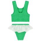 بيكيني بتصميم مجعد باللون الاخضر للبنات, 2, hi-res
