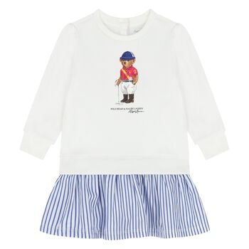 Baby Girls White Polo Bear Dress