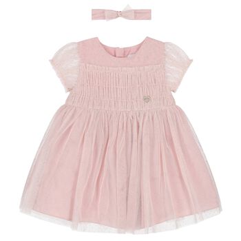 Younger Girls Pink Tulle Dress Set