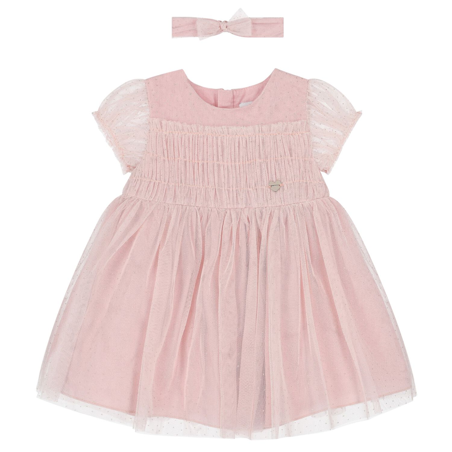 Younger Girls Pink Tulle Dress Set, 1, hi-res image number null