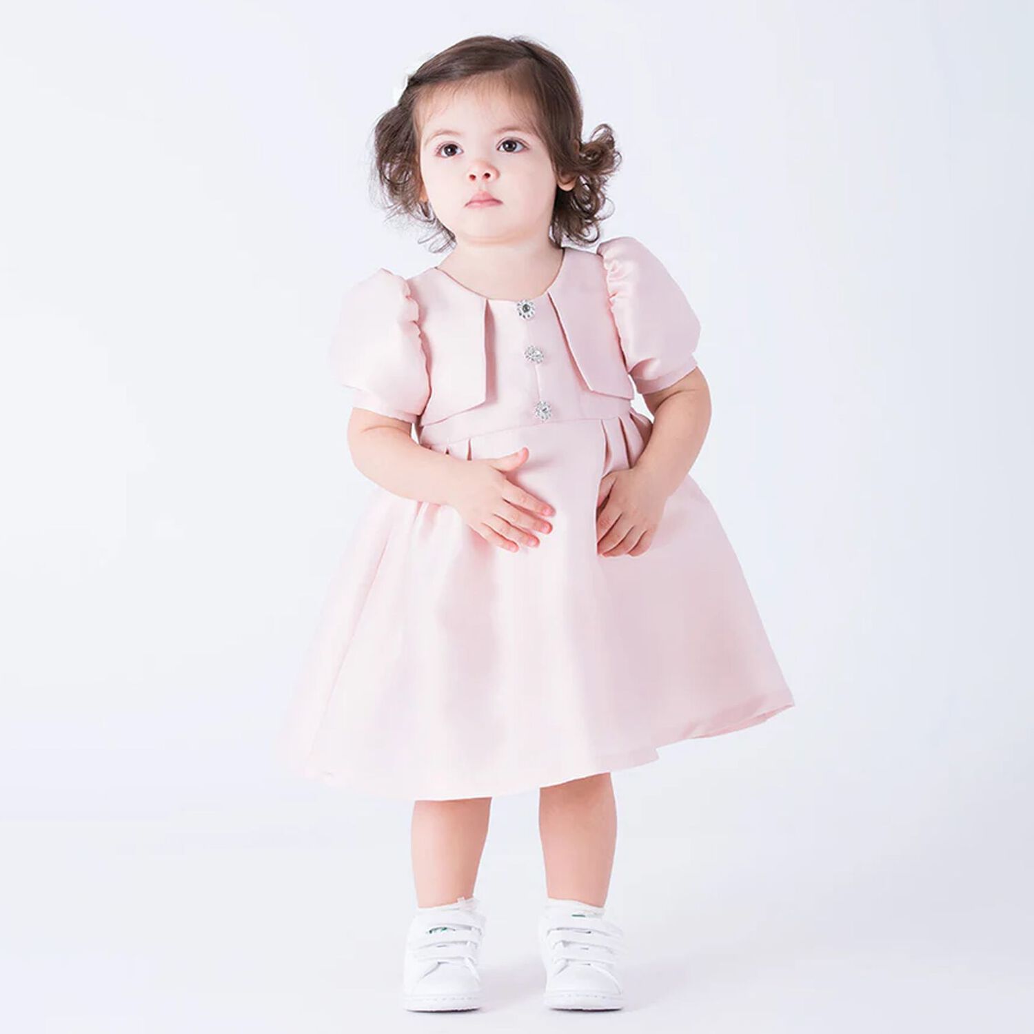 Younger Girls Pink Diamante Dress, 1, hi-res image number null