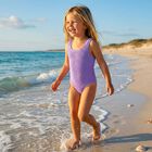 Girls Lilac Crinkle Swimsuit, 3, hi-res