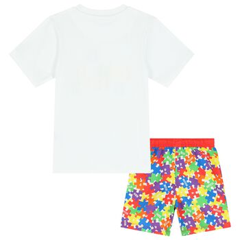 Boys Multi-Coloured Logo Puzzle Shorts Set