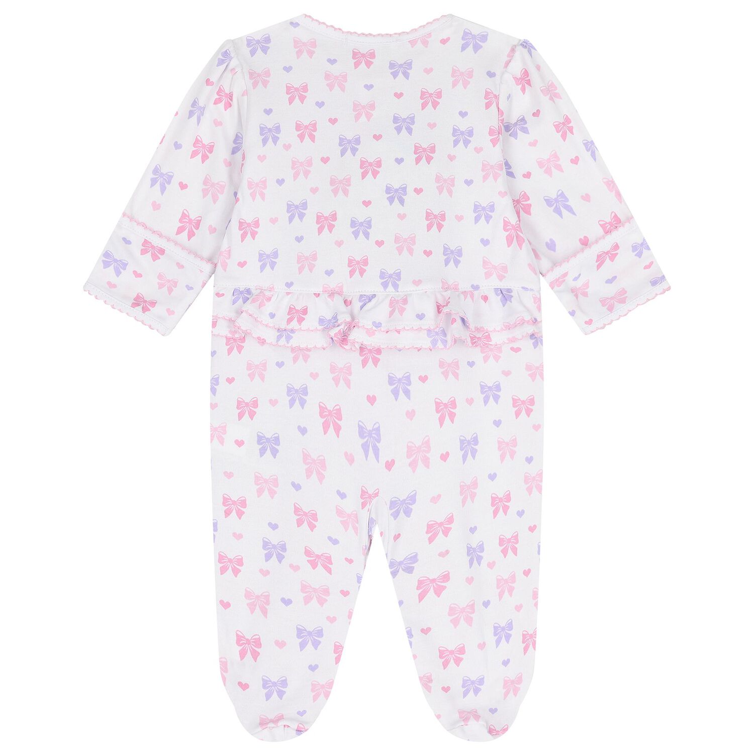 Baby Girls White Billowy Bows Babygrow, 1, hi-res image number null