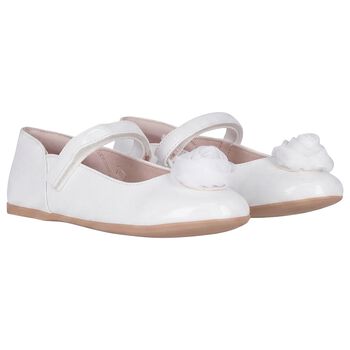 Girls White Flower Shoes