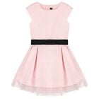 Girls Pink Satin Logo Dress, 1, hi-res