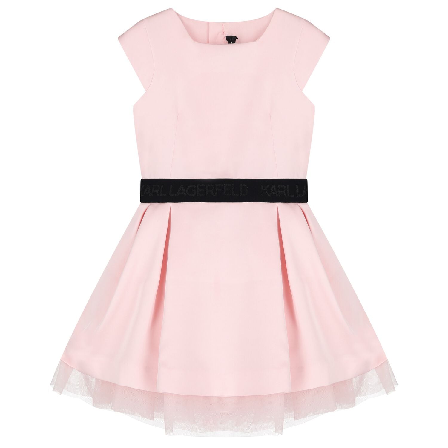 Girls Pink Satin Logo Dress, 1, hi-res