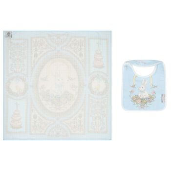 Blue & Pink Spring Bunny Baby Carr&eacute; Swaddle & Bib Gift Set