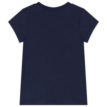 Girls Navy Blue Logo T-Shirt