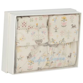 Baby Girls Ivory Floral Babygrow Gift Set