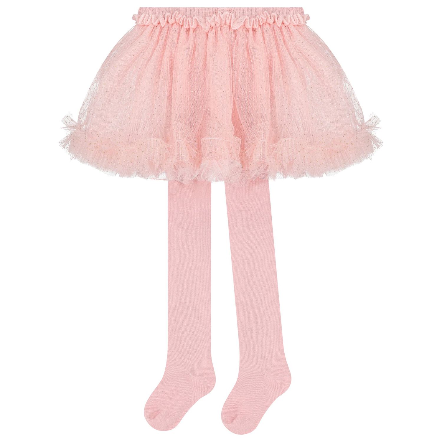 طقم بنات تنورة تول باللون  الوردي, 2, hi-res