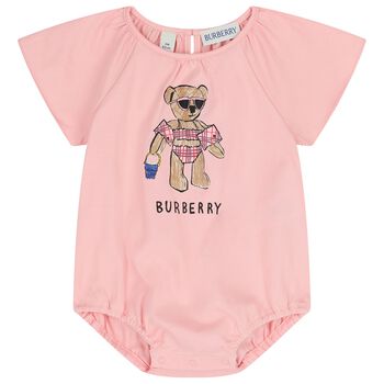 Baby Girls Pink Teddy Bear Bodysuit