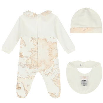 Ivory & Beige Geo Map Babygrow Set