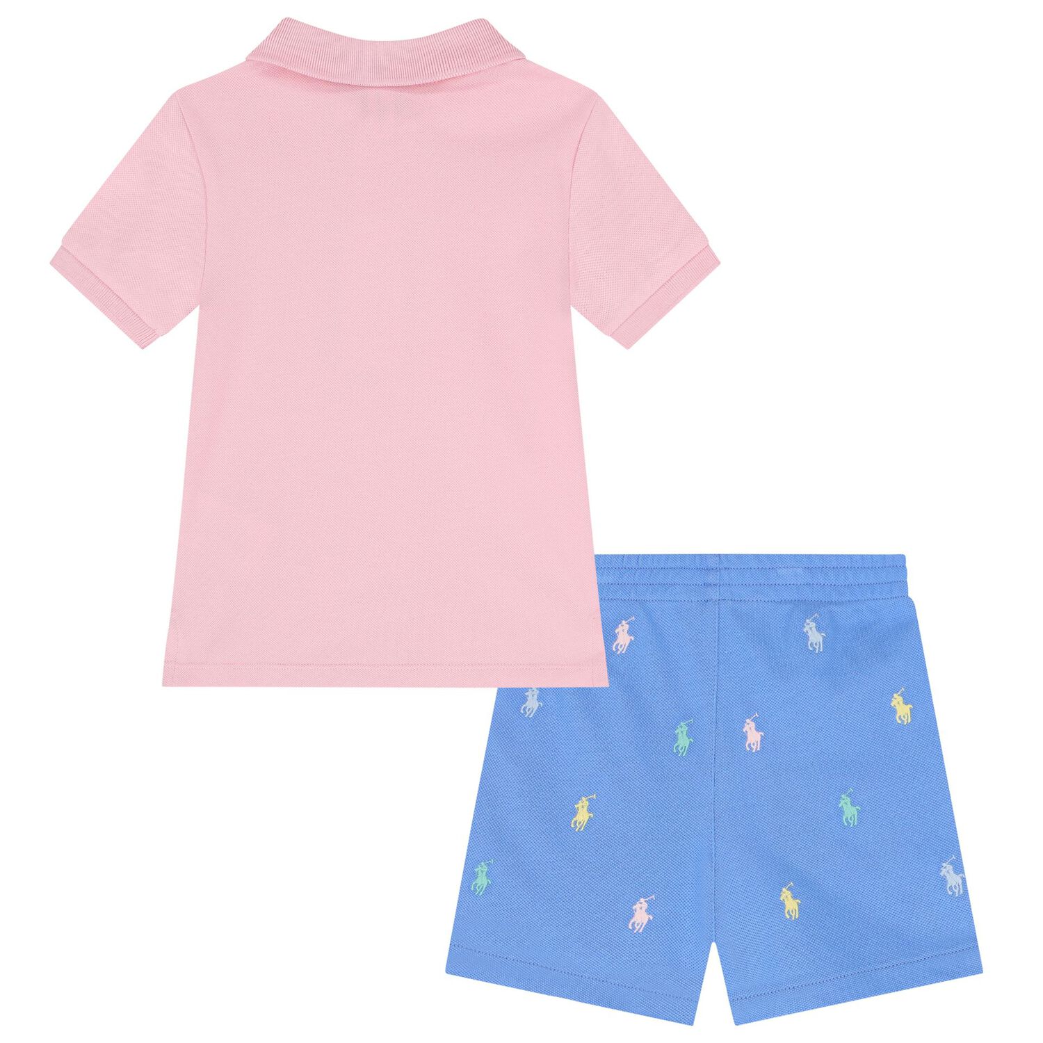 طقم أولاد شورت بالشعار باللون الزهري والأزرق, 1, hi-res