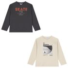 Boys Ivory & Grey Long Sleeve Top ( 2-Pack ), 1, hi-res