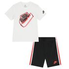 طقم شورت باللون أبيض وأسود بشعار للأولاد, 1, hi-res