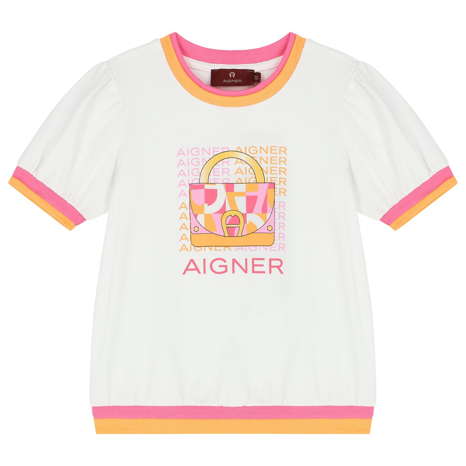 تيشيرت بنات بالشعار باللون الأبيض, 1, hi-res image number null