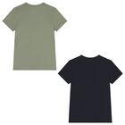 Boys Green & Navy Blue Cotton Logo T-Shirts ( 2-Pack ), 5, hi-res