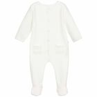 White Velour Babygrow, 1, hi-res