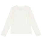 Girls Ivory Logo Long Sleeve Top, 1, hi-res