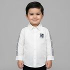Younger Boys White Logo Shirt, 1, hi-res