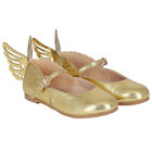 Girls Gold Ballerina Shoes, 1, hi-res