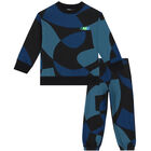 Boys Black & Blue Logo Tracksuit, 1, hi-res