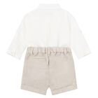 Baby Boys White & Beige Shorts Set, 3, hi-res