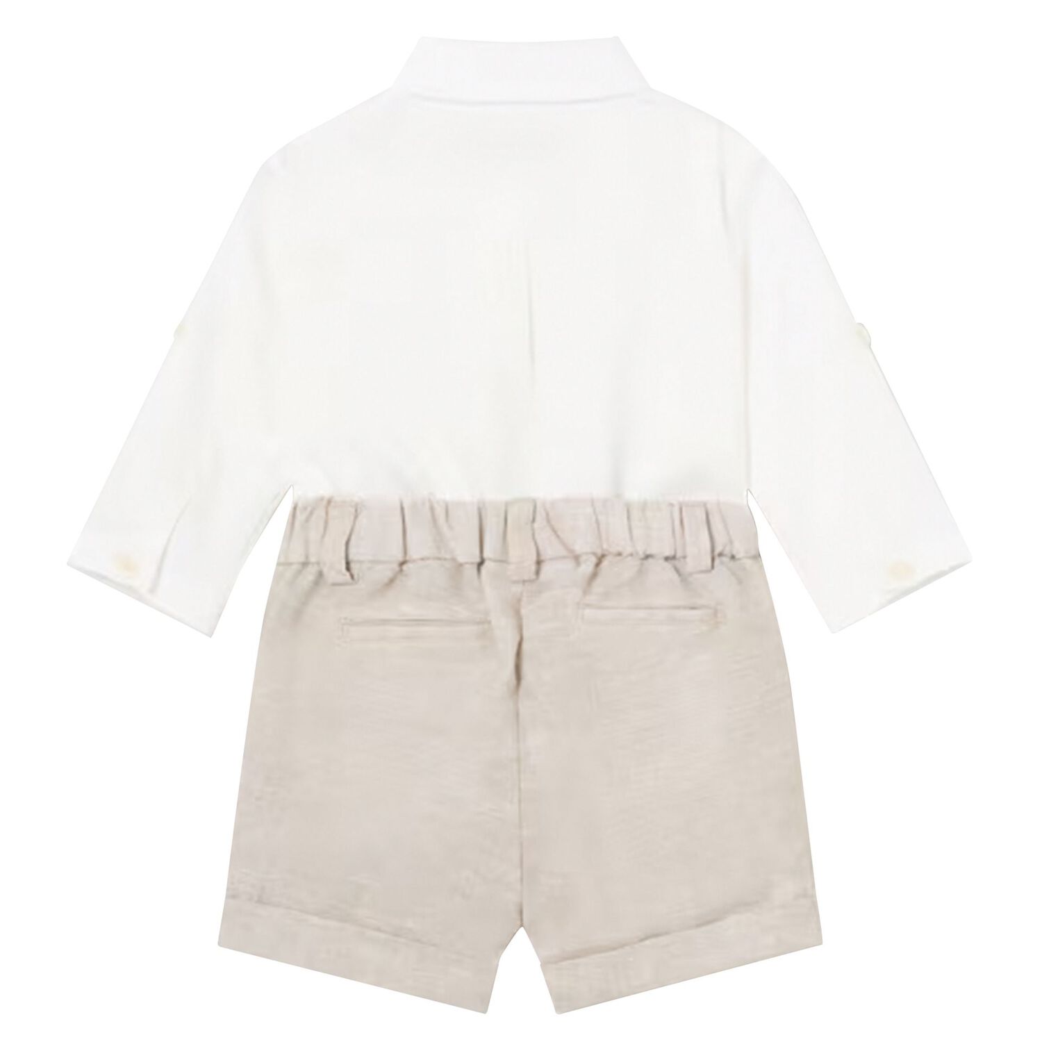 Baby Boys White & Beige Shorts Set, 3, hi-res
