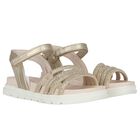 Girls Ivory & Gold Sandals, 1, hi-res