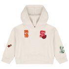 Girls Beige Patch Hooded Top, 1, hi-res
