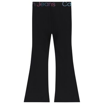 Girls Black Logo Leggings