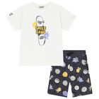 Boys White & Grey Shorts Set, 1, hi-res