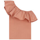 Girls Beige Ruffle Top, 3, hi-res