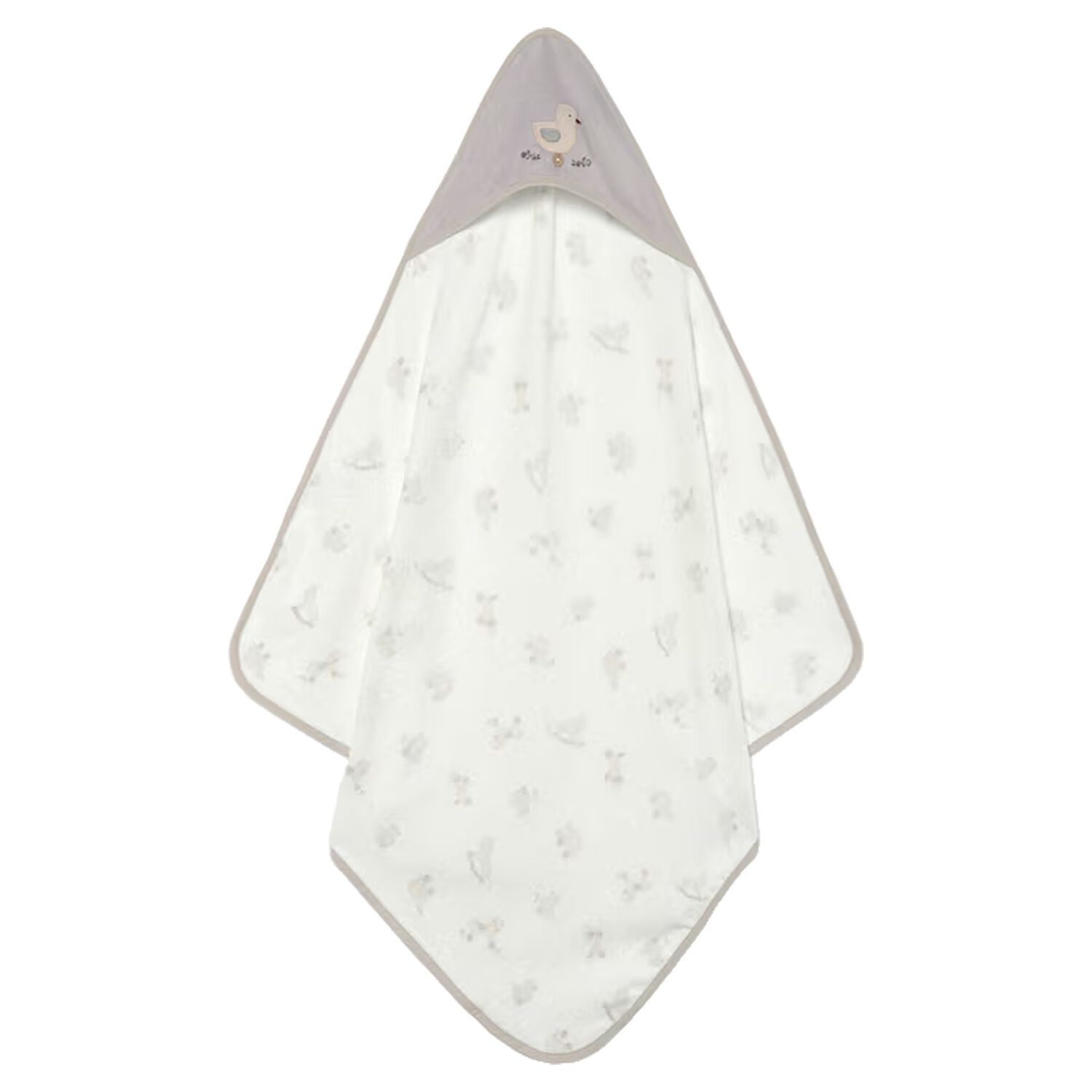 White & Grey  Hooded Towel , 1, hi-res