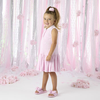 Girls Pink Bow Sliders