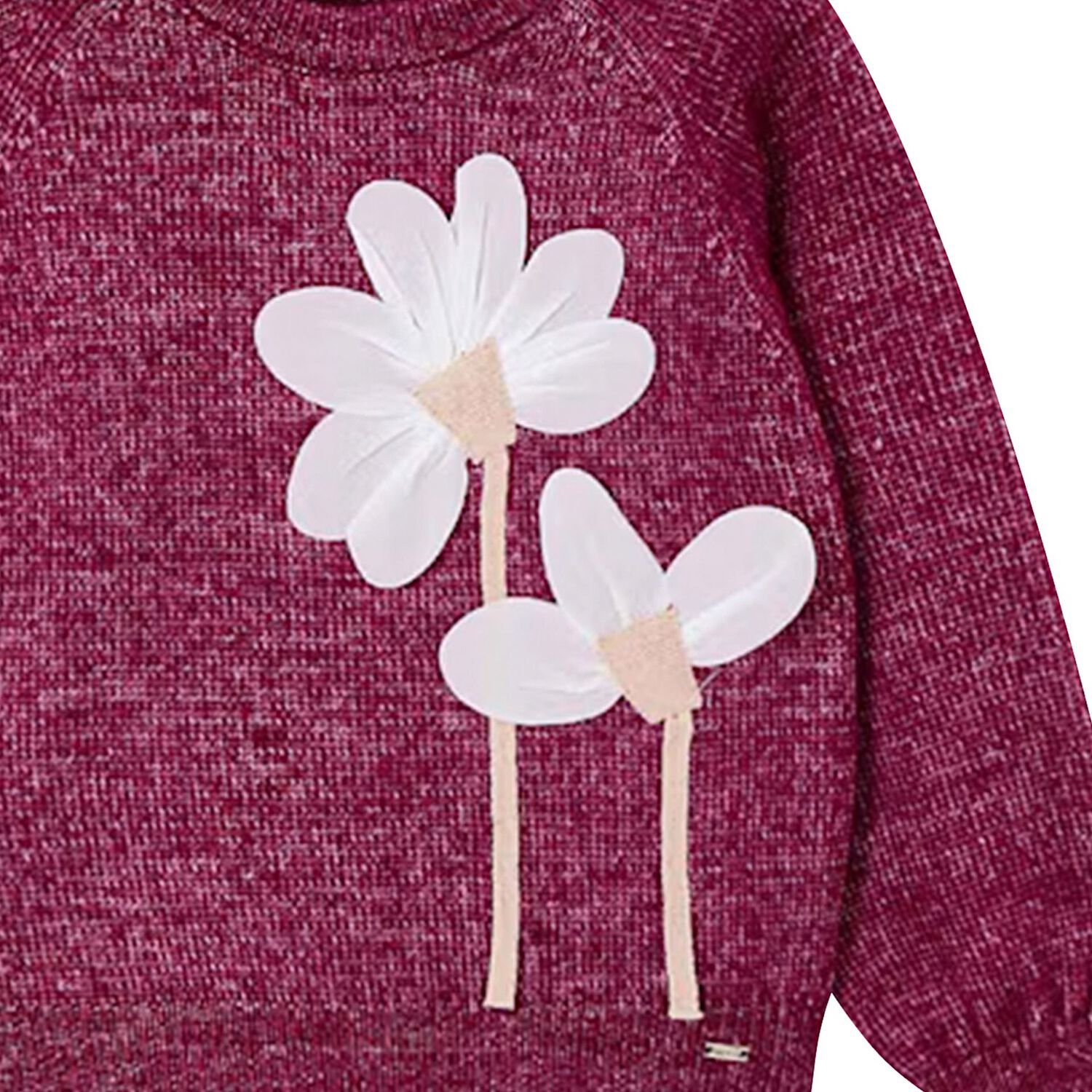 Girls Burgundy Flower Jumper, 1, hi-res