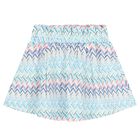 Girls White & Blue Zig Zag Skirt, 2, hi-res