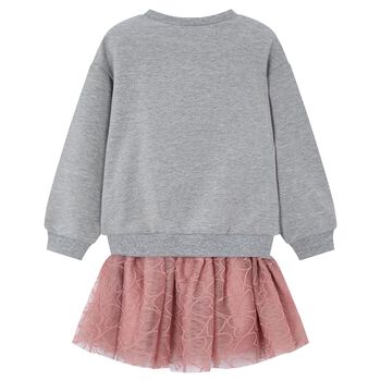 Girls Grey & Pink Bow Skirt Set