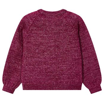 Girls Burgundy Flower Jumper