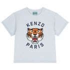 Girls Blue Tiger Logo T-Shirt, 2, hi-res