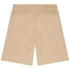 Boys Beige Logo Shorts, 1, hi-res