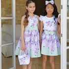 Girls Purple & Green Floral Dress, 1, hi-res