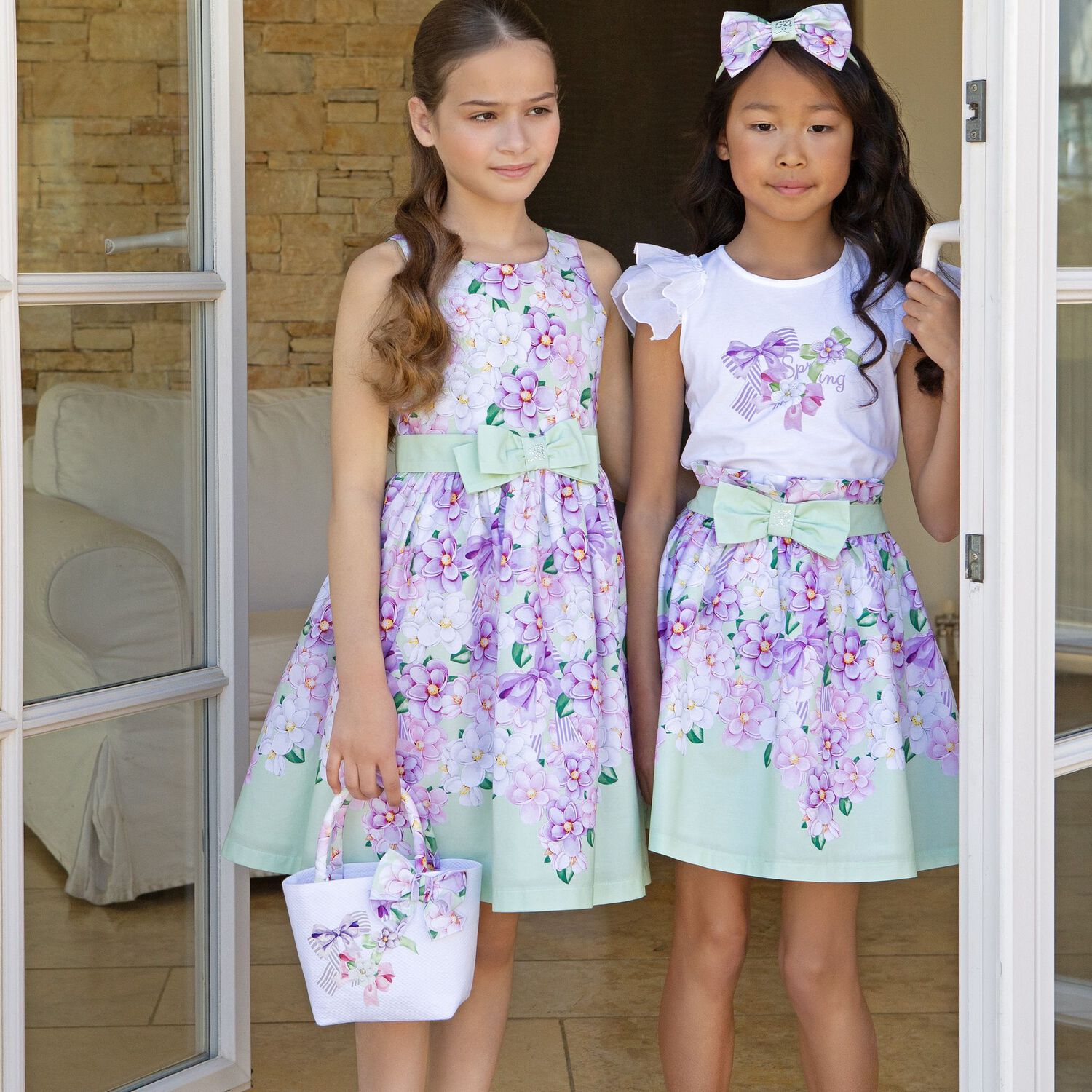 Girls Purple & Green Floral Dress, 1, hi-res image number null