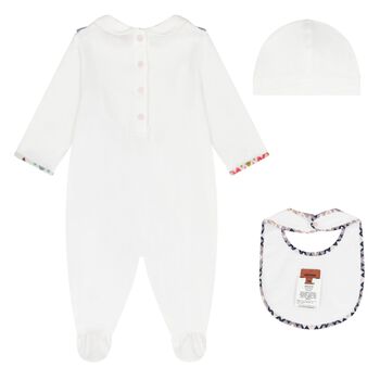 Baby Girls White Logo Babygrow Gift Set