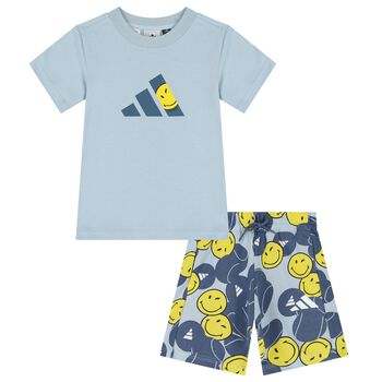 Boys Blue Logo Smiley Shorts Set
