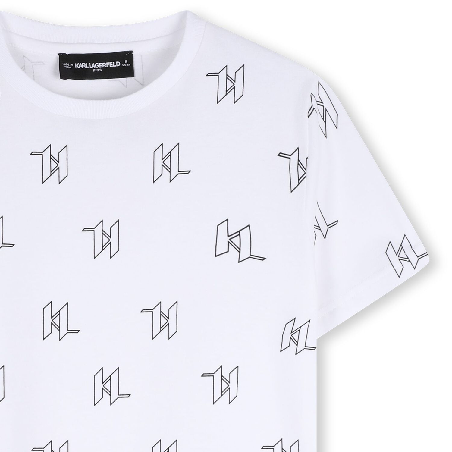 تيشيرت باللون الأبيض بشعار للأولاد, 1, hi-res